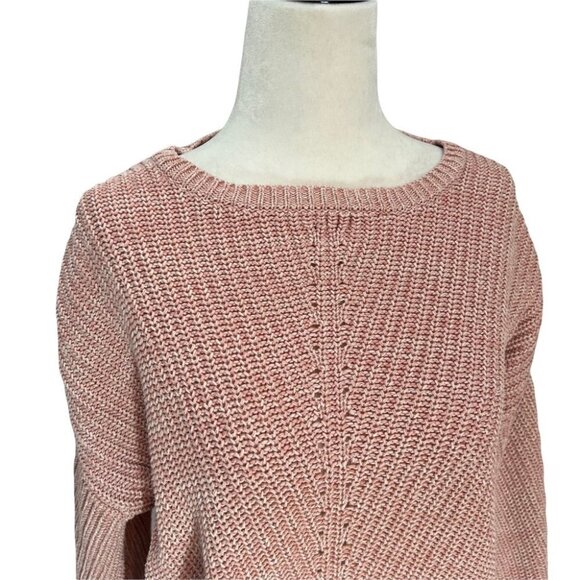 line the Label Drop Shoulder 100% Cotton Pink Pullover Sweater Size XS - Picture 3 of 9